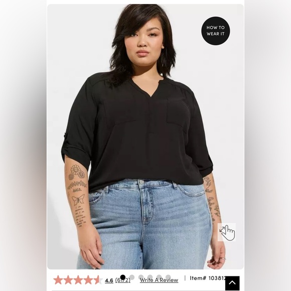 Torrid Women's Black V-Neck Blouse size 3 (22/24) new with tags - Picture 2 of 4